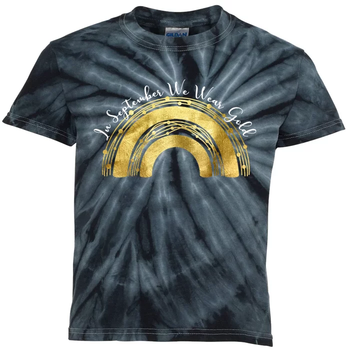 In September We Wear Gold Rainbow Childhood Cancer Kids Tie-Dye T-Shirt