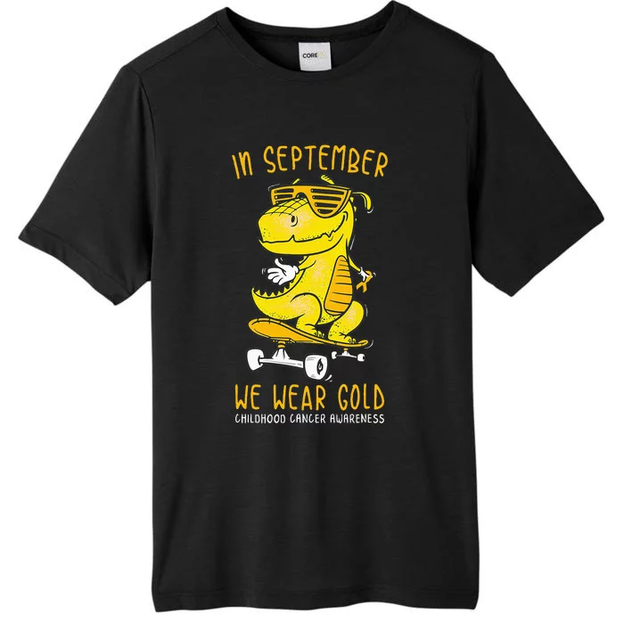 In September We Wear Gold Childhood Cancer Awareness T Rex ChromaSoft Performance T-Shirt