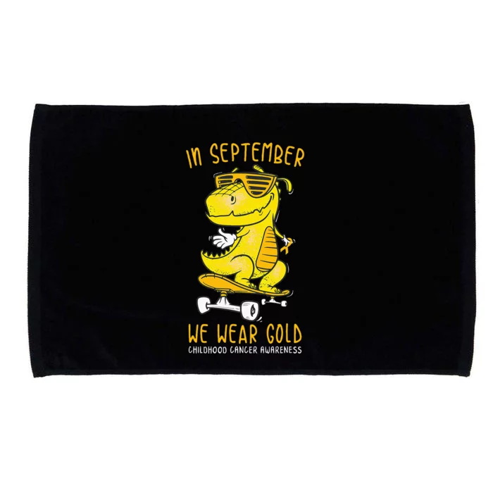 In September We Wear Gold Childhood Cancer Awareness T Rex Microfiber Hand Towel