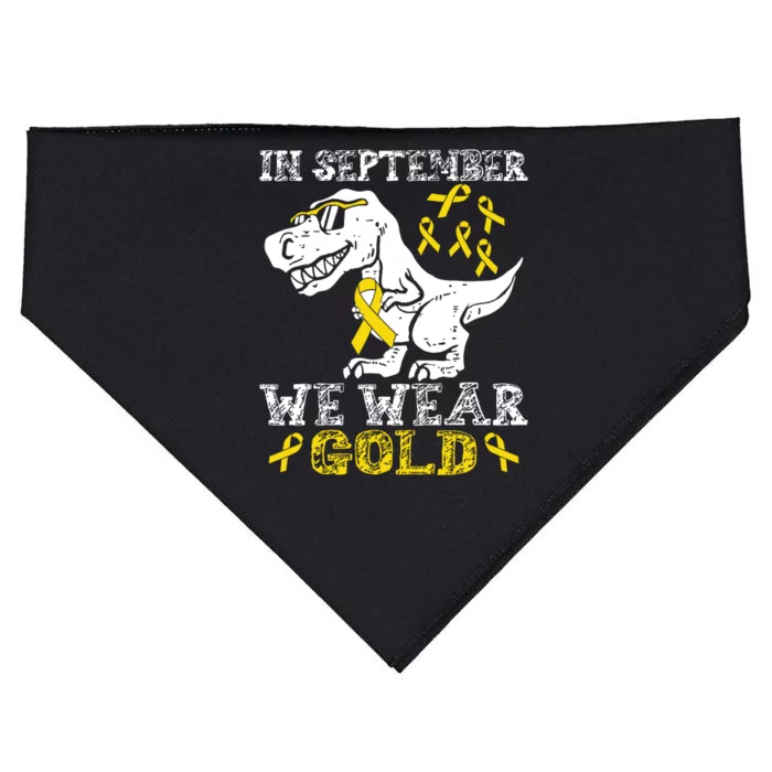 In September We Wear Gold Trex Childhood Cancer Awareness USA-Made Doggie Bandana