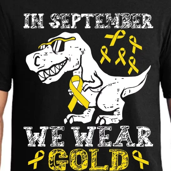 In September We Wear Gold Trex Childhood Cancer Awareness Pajama Set