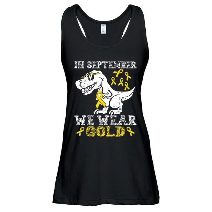 In September We Wear Gold Trex Childhood Cancer Awareness Ladies Essential Flowy Tank