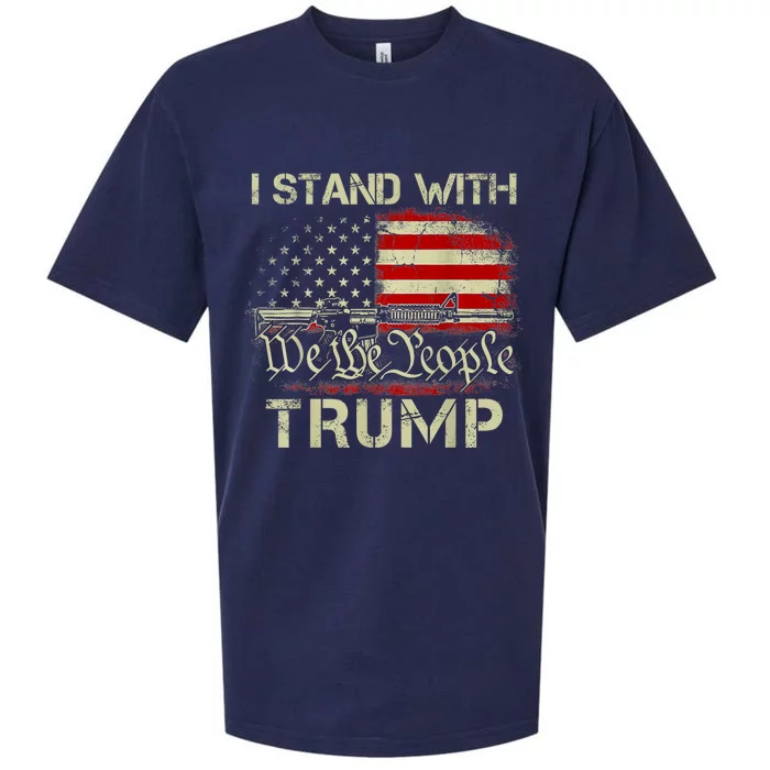 I Stand With Trump American Flag Men Woman USA Vintage Sueded Cloud Jersey T-Shirt