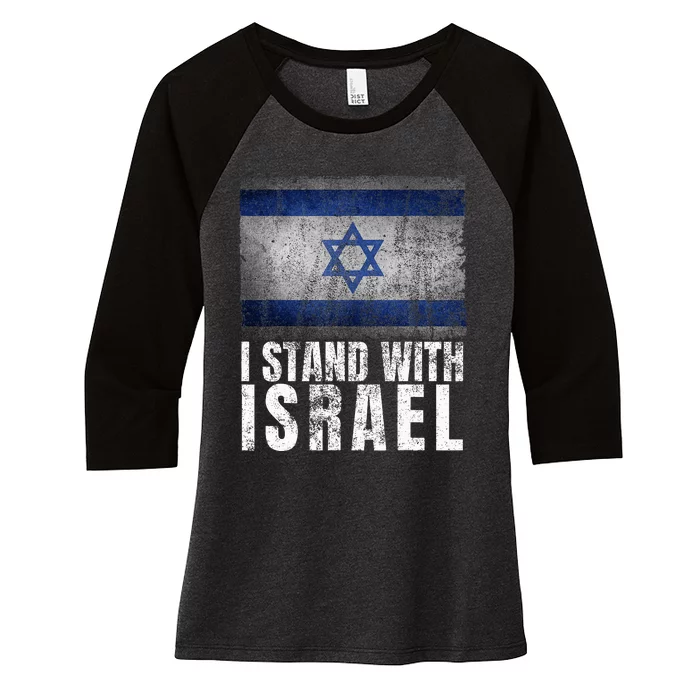 I Stand With Israel Jewish Gifts Heritage Israeli Flag Women's Tri-Blend 3/4-Sleeve Raglan Shirt