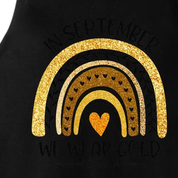 In September We Wear Gold Rainbow Childhood Cancer Awareness Gift Ladies Tri-Blend Wicking Tank