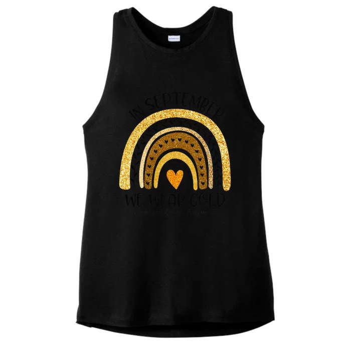 In September We Wear Gold Rainbow Childhood Cancer Awareness Gift Ladies Tri-Blend Wicking Tank