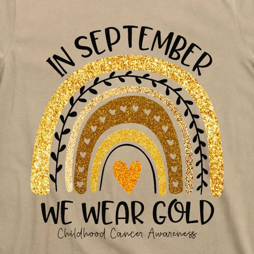 In September We Wear Gold Rainbow Childhood Cancer Awareness Gift T-Shirt