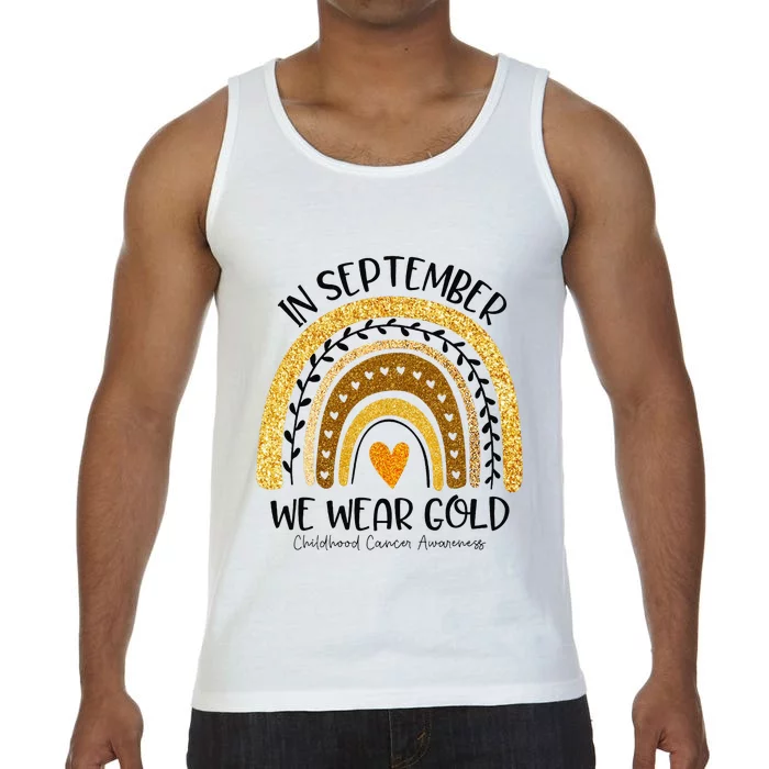 In September We Wear Gold Rainbow Childhood Cancer Awareness Gift Comfort Colors® Tank Top