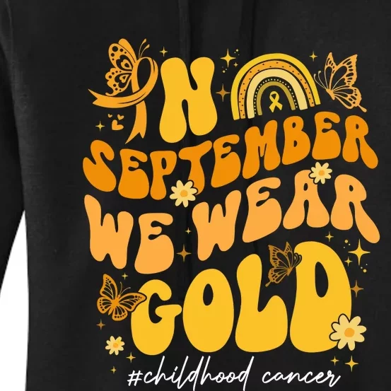 In September We Wear Gold Childhood Cancer Women's Pullover Hoodie