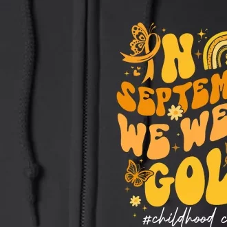 In September We Wear Gold Childhood Cancer Full Zip Hoodie