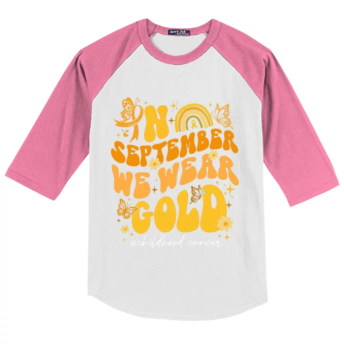 In September We Wear Gold Childhood Cancer Kids Colorblock Raglan Jersey