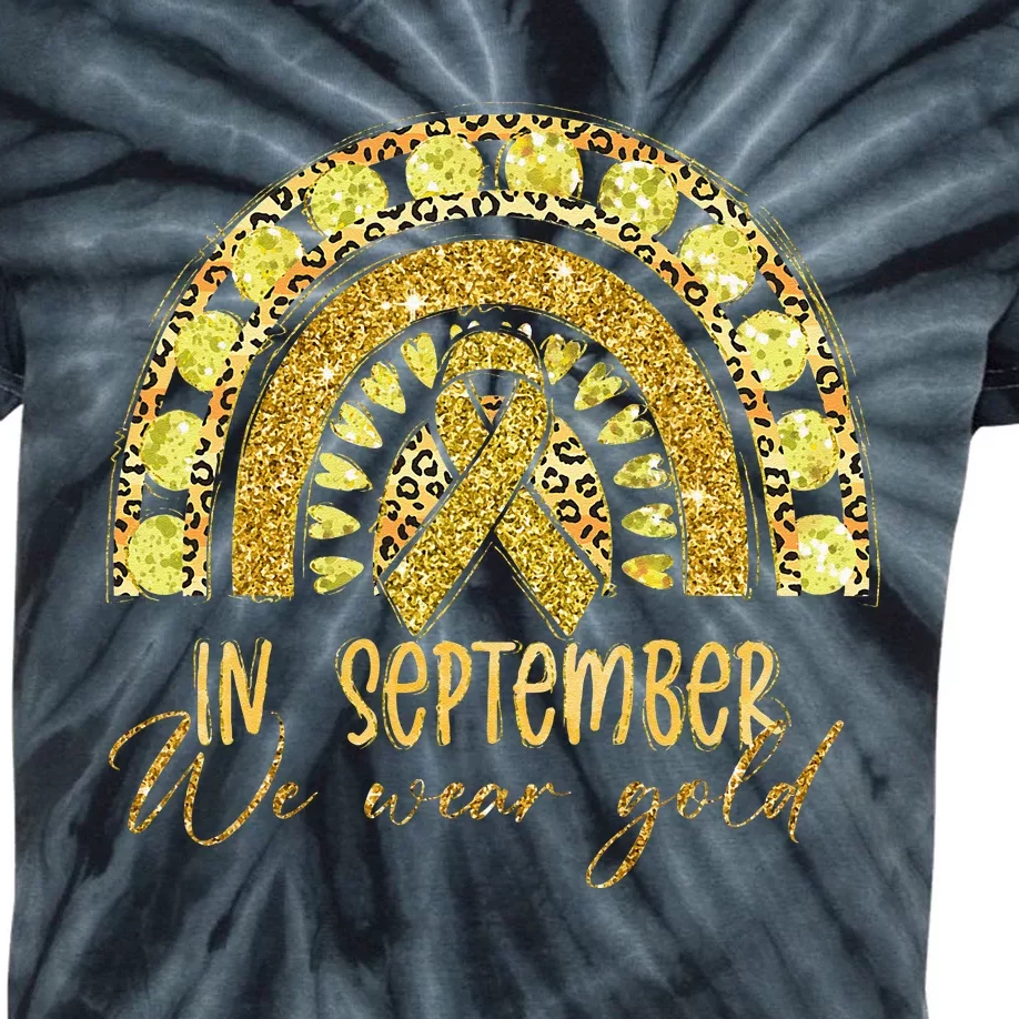 In September We Wear Gold Childhood Cancer Awareness Kids Tie-Dye T-Shirt