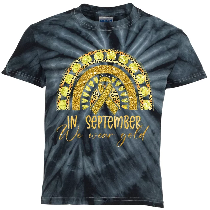 In September We Wear Gold Childhood Cancer Awareness Kids Tie-Dye T-Shirt