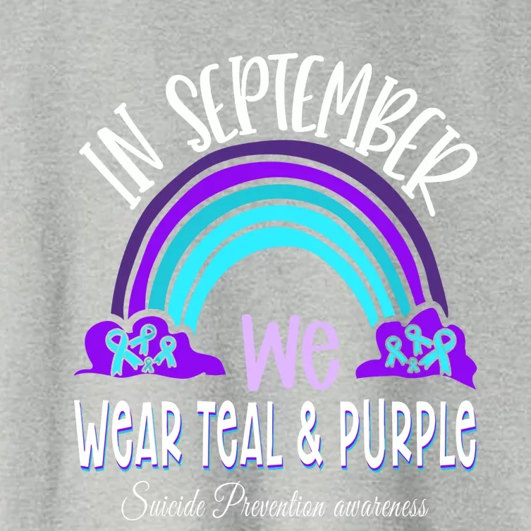 In September We Wear Teal Purple Ribbon Suicide Prevention Women's Crop Top Tee