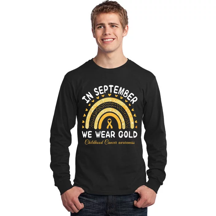 In September We Wear Gold Rainbow Childhood Cancer Awareness Tall Long Sleeve T-Shirt