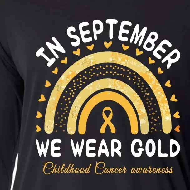 In September We Wear Gold Rainbow Childhood Cancer Awareness Cooling Performance Long Sleeve Crew