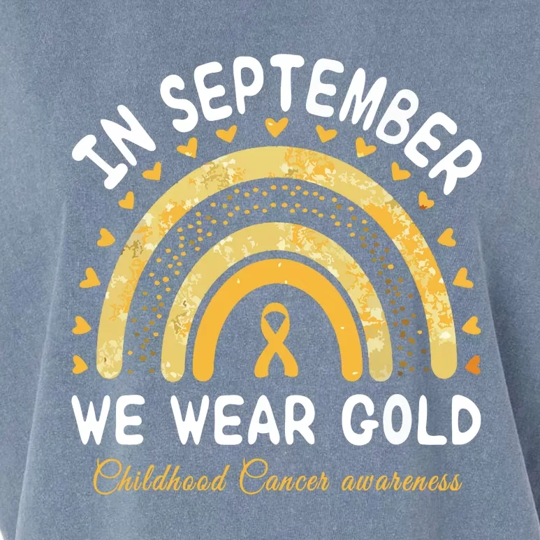 In September We Wear Gold Rainbow Childhood Cancer Awareness Garment-Dyed Women's Muscle Tee