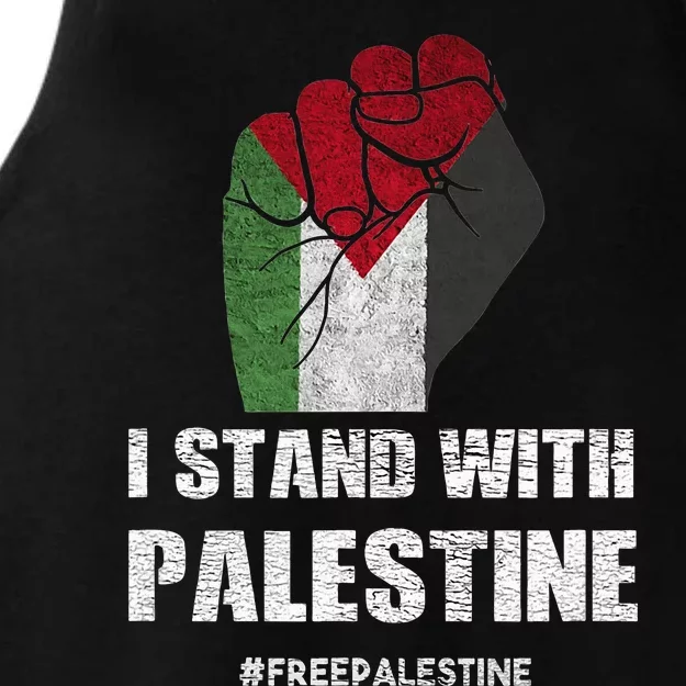 I Stand With Palestine For Their Freedom Ladies Tri-Blend Wicking Tank