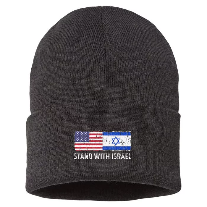 I Stand With Israel USA Israeli Flag Jewish Sustainable Knit Beanie