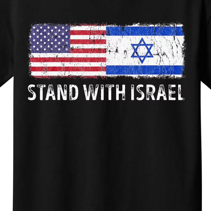 I Stand With Israel USA Israeli Flag Jewish Kids T-Shirt