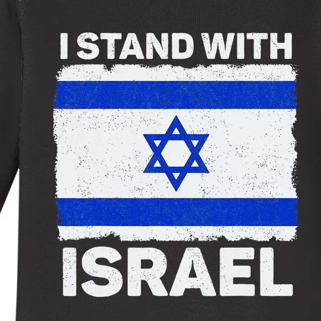 I Stand With Israel Israel Flag Patriotic Israel Baby Long Sleeve Bodysuit