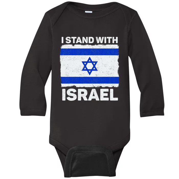 I Stand With Israel Israel Flag Patriotic Israel Baby Long Sleeve Bodysuit