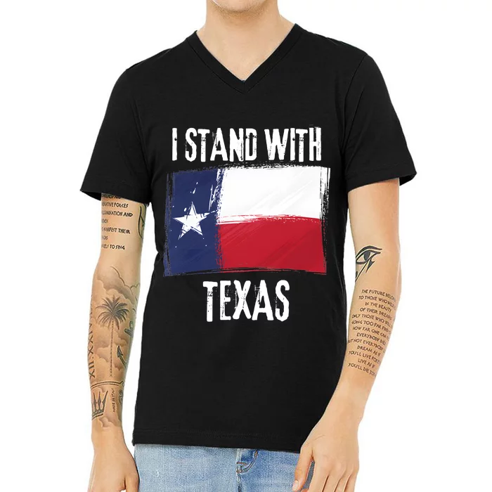 I Stand With Texas Flag Usa State Of Texas V-Neck T-Shirt