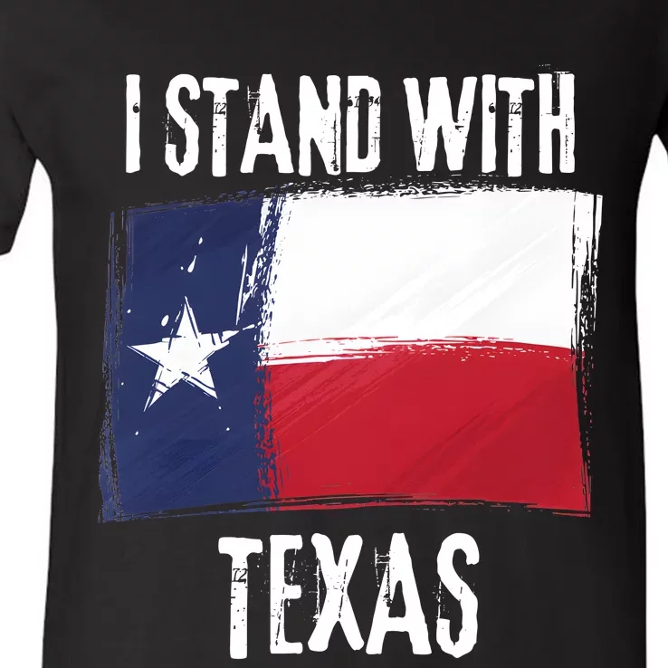 I Stand With Texas Flag Usa State Of Texas V-Neck T-Shirt