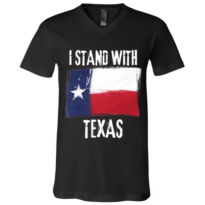 I Stand With Texas Flag Usa State Of Texas V-Neck T-Shirt