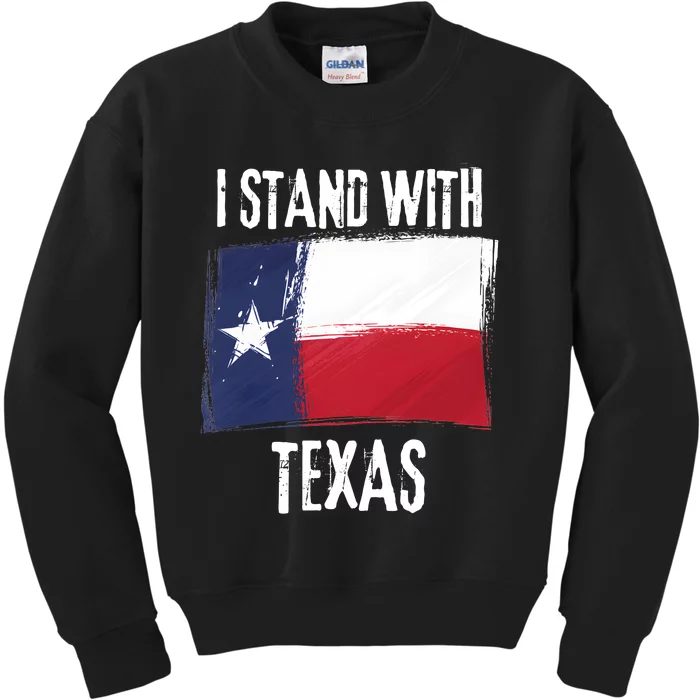 I Stand With Texas Flag Usa State Of Texas Kids Sweatshirt