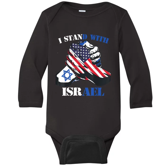 I Stand With Israel Support Israel Love Israeli Brotherhood Baby Long Sleeve Bodysuit