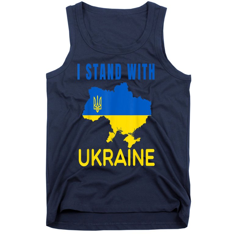 I Stand With Ukraine Flag Emblem Map Patriot Tank Top