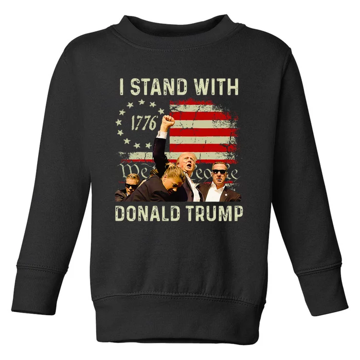 I Stand With Trump Funny Trump 2024 Toddler Sweatshirt