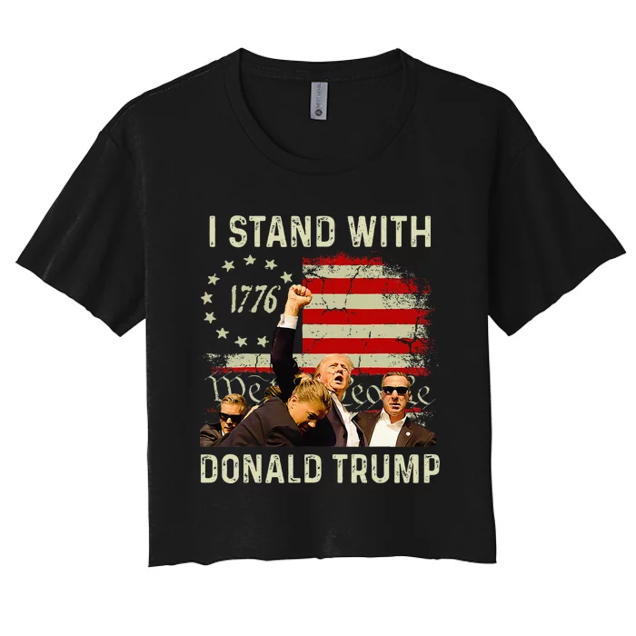 I Stand With Trump Funny Trump 2024 Women's Crop Top Tee