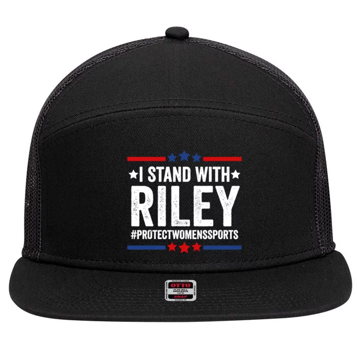 I Stand With Riley Gaines Protect Womens Sports 7 Panel Mesh Trucker Snapback Hat