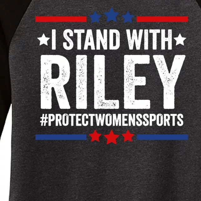 I Stand With Riley Gaines Protect Womens Sports Women's Tri-Blend 3/4-Sleeve Raglan Shirt