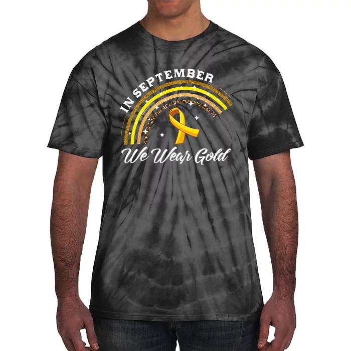 In September We Wear Gold Rainbow Childhood Cancer Awareness Tie-Dye T-Shirt