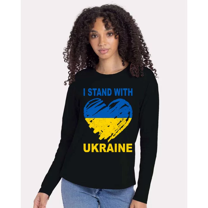 I Stand With Ukraine Heart Womens Cotton Relaxed Long Sleeve T-Shirt