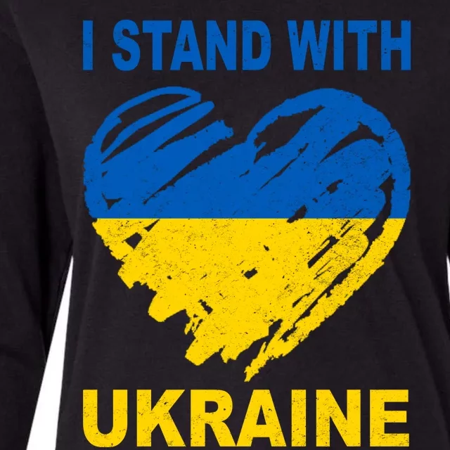 I Stand With Ukraine Heart Womens Cotton Relaxed Long Sleeve T-Shirt