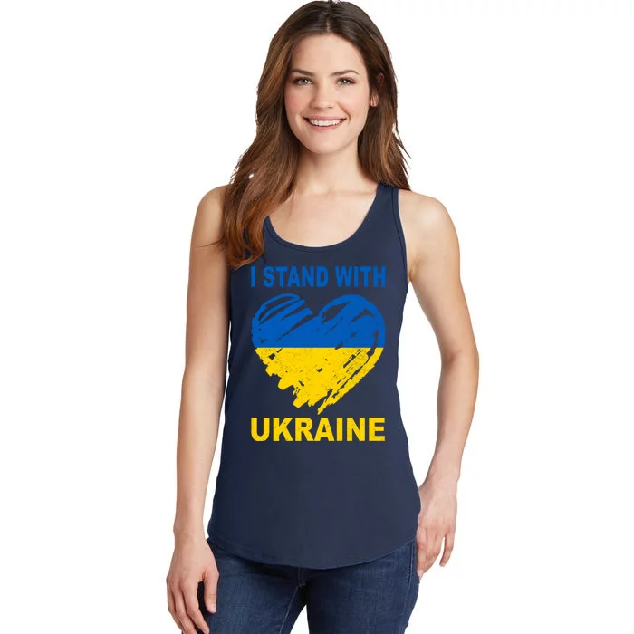 I Stand With Ukraine Heart Ladies Essential Tank