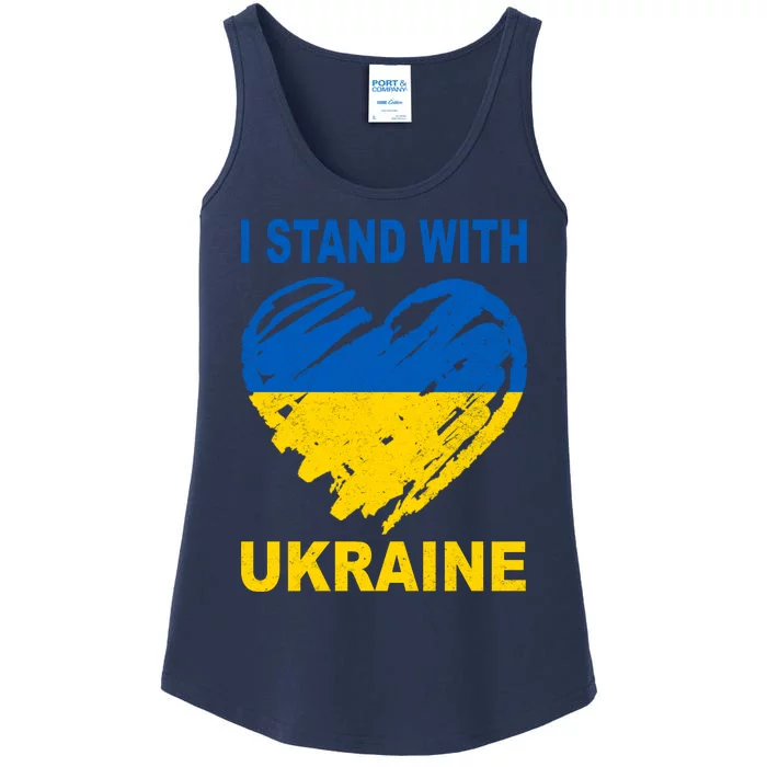 I Stand With Ukraine Heart Ladies Essential Tank