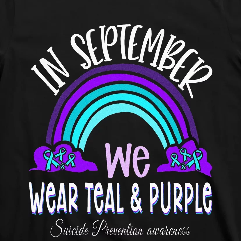 In September We Wear Teal Purple Ribbon Suicide Prevention T-Shirt