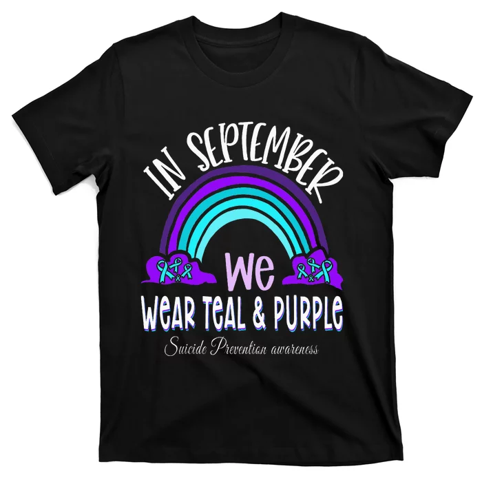 In September We Wear Teal Purple Ribbon Suicide Prevention T-Shirt