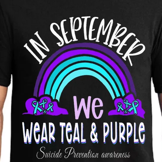 In September We Wear Teal Purple Ribbon Suicide Prevention Pajama Set