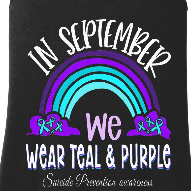 In September We Wear Teal Purple Ribbon Suicide Prevention Ladies Essential Tank