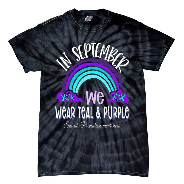 In September We Wear Teal Purple Ribbon Suicide Prevention Tie-Dye T-Shirt