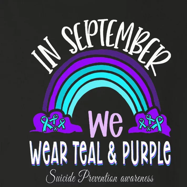 In September We Wear Teal Purple Ribbon Suicide Prevention Toddler Long Sleeve Shirt