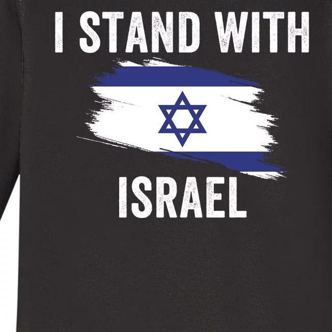 I Stand With Israel I Stand For Peace Usa Israeli Flag Jewish I Support Israel Baby Long Sleeve Bodysuit