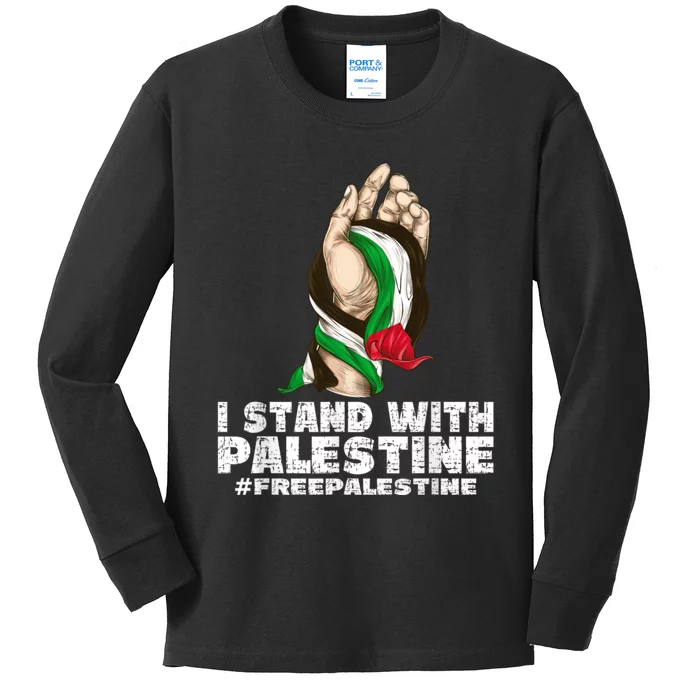 I Stand With Palestine For Their Freedom Free Palestine Kids Long Sleeve Shirt