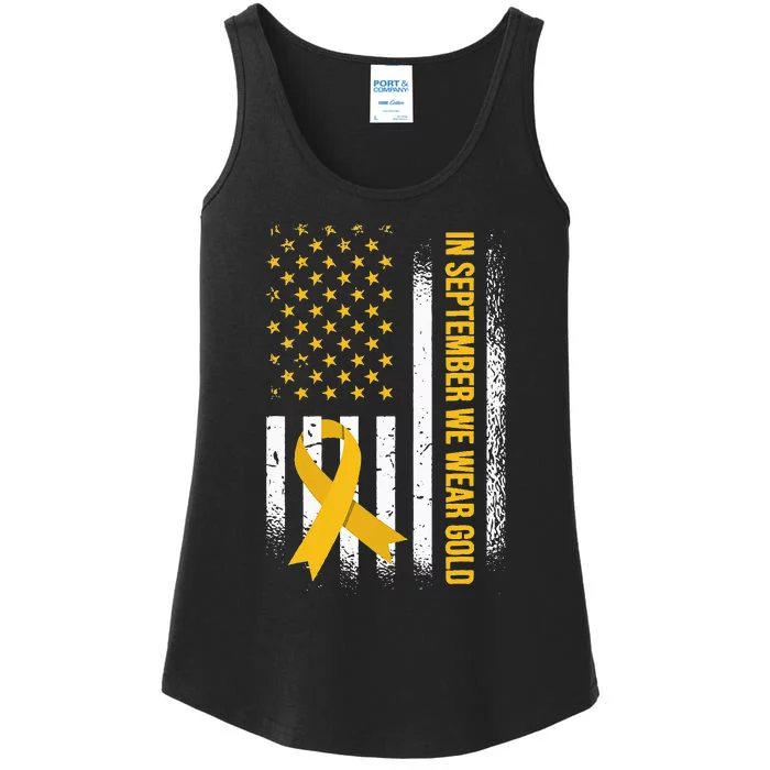 in september we wear gold childhood cancer awareness Ladies Essential Tank